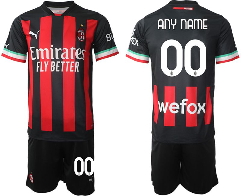 Cheap Men 2022-2023 Club Ac Milan home black customized Soccer Jersey